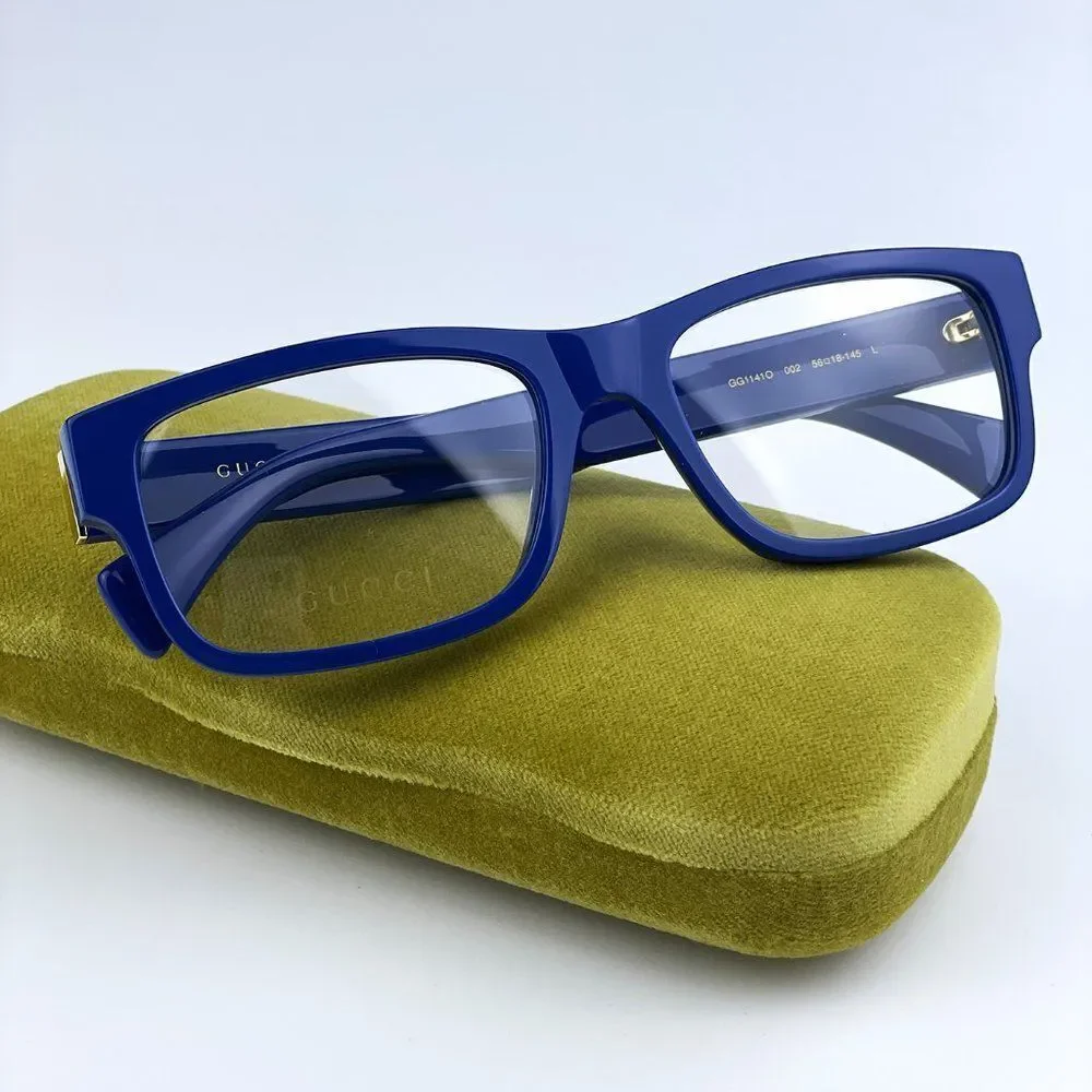 NEW Gucci  GG1141O 002 Blue Square Men Eyeglasses